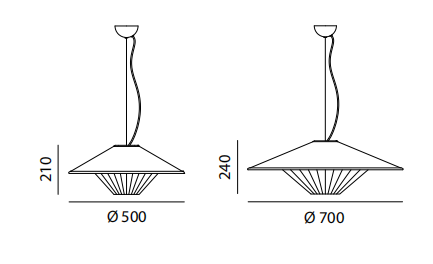 Технические данные и чертежи Подвесные светильники от фабрики Servomuto модель Otto 70