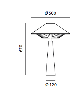 Технические данные и чертежи Настольная лампа от фабрики Servomuto модель Otto Azure