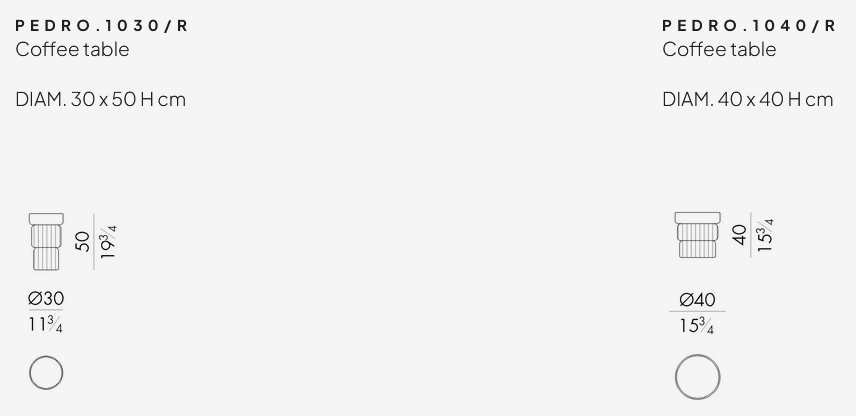Технические данные и чертежи Журнальный стол Pedro от Hessentia