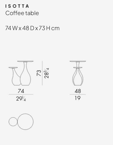 Технические данные и чертежи Кофейный столик Isotta от Hessentia