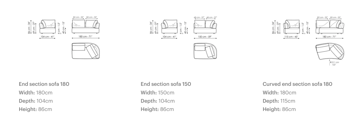 Технические данные и чертежи Диван Aldebaran от Bonaldo