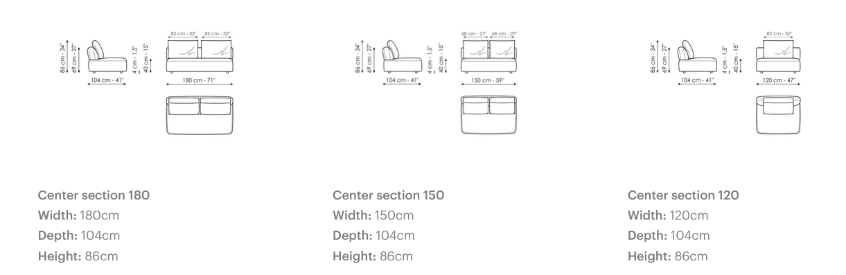 Технические данные и чертежи Диван Aldebaran от Bonaldo