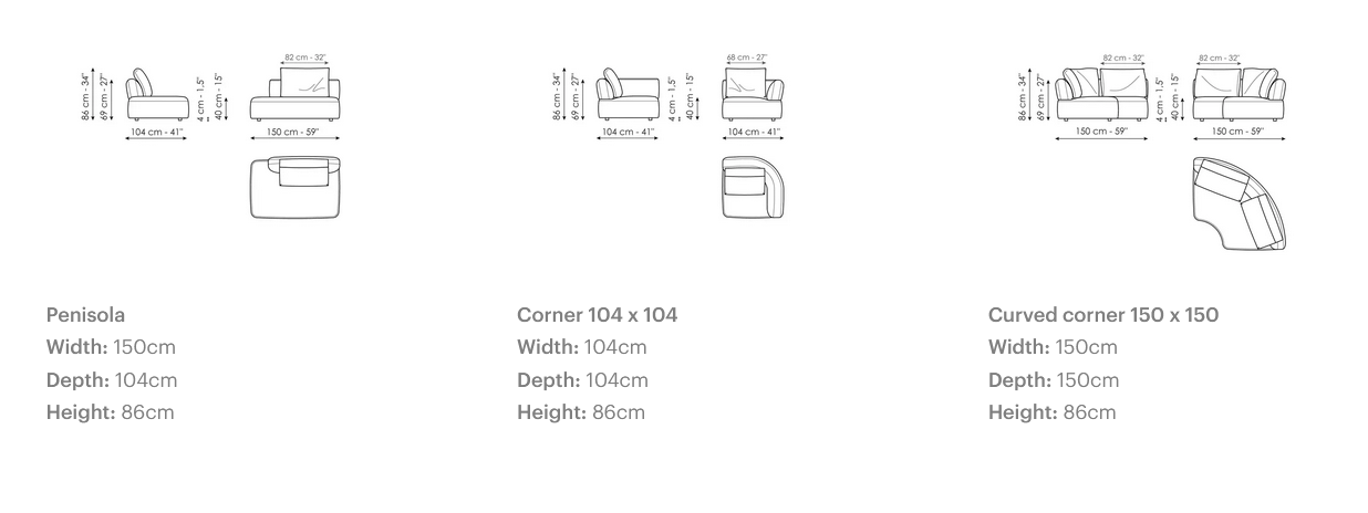 Технические данные и чертежи Диван Aldebaran от Bonaldo