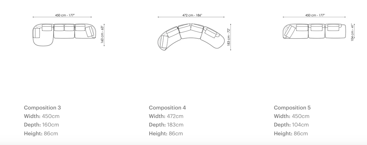 Технические данные и чертежи Диван Aldebaran от Bonaldo