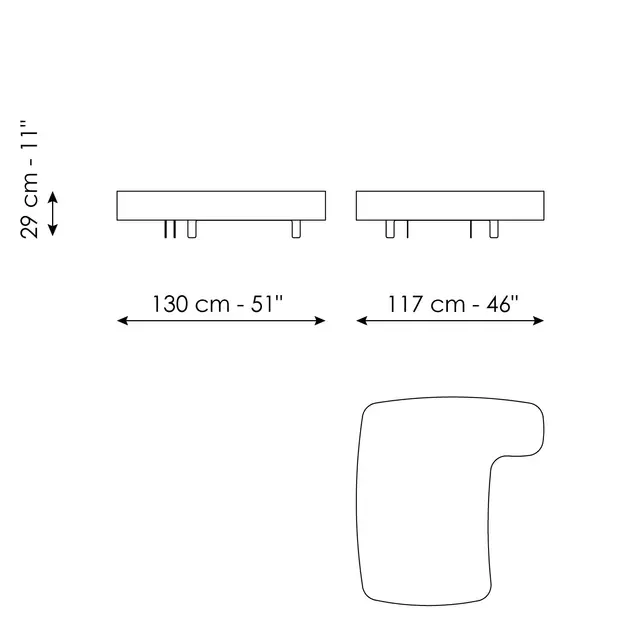 Технические данные и чертежи Журнальный стол Aspen от Bonaldo