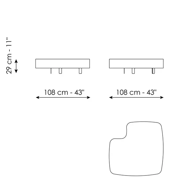 Технические данные и чертежи Журнальный стол Aspen от Bonaldo