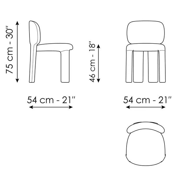 Технические данные и чертежи Стул Teia от Bonaldo
