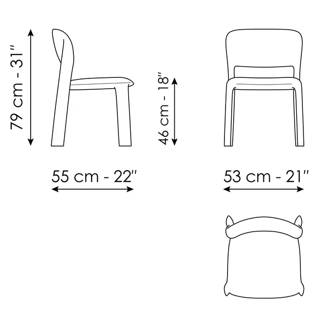 Технические данные и чертежи Стул Artemis от Bonaldo