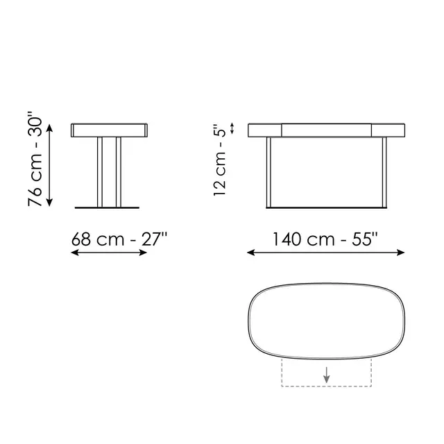 Технические данные и чертежи Письменный стол Isabey от Bonaldo
