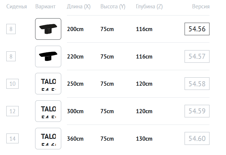 Технические данные и чертежи Обеденный стол Talos от Bontempi Casa
