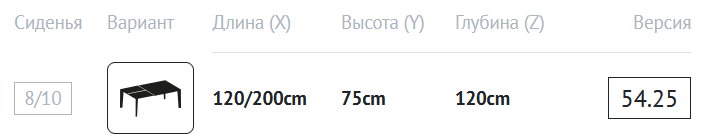Технические данные и чертежи Обеденный стол Etro от Bontempi Casa
