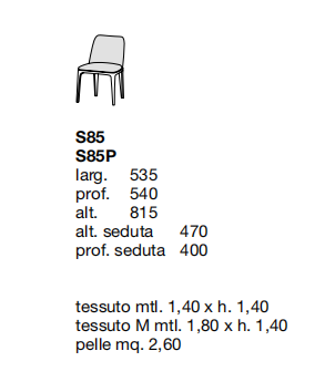 Технические данные и чертежи Стул от фабрики Poliform модель Grace  Poliform