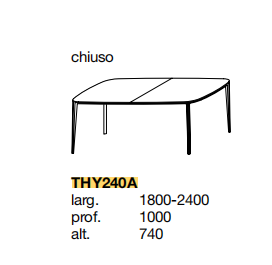 Технические данные и чертежи Стол от фабрики Poliform модель THY240A