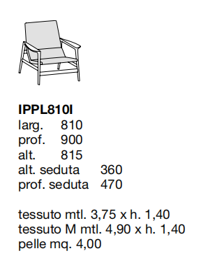 Технические данные и чертежи Стул от фабрики Poliform модель IPANEMA CUOIO