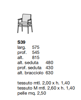 Технические данные и чертежи Стул от фабрики Poliform модель Ipanema