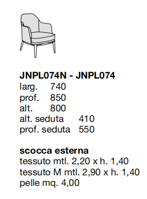 Технические данные и чертежи Кресло от фабрики Poliform модель JNPL074