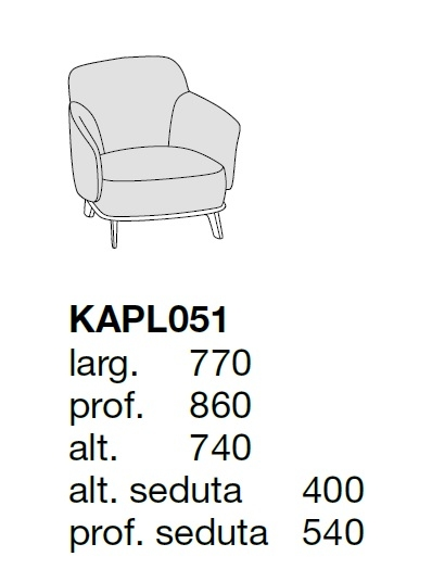 Технические данные и чертежи Кресло от фабрики Poliform модель KAPL051