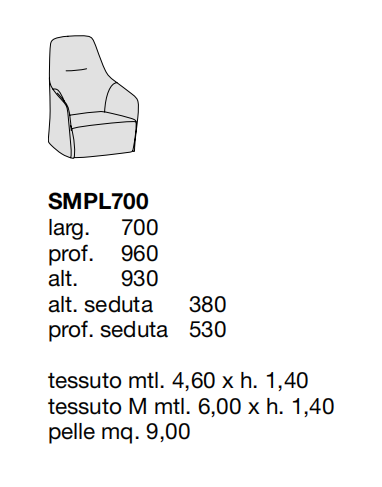 Технические данные и чертежи Кресло от фабрики Poliform модель Santa Monica Lounge Arm