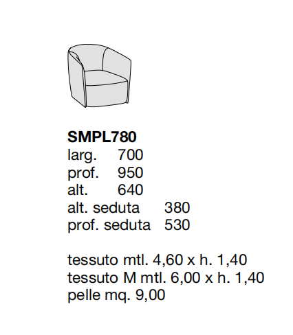 Технические данные и чертежи Кресло от фабрики Poliform модель Santa Monica Arm