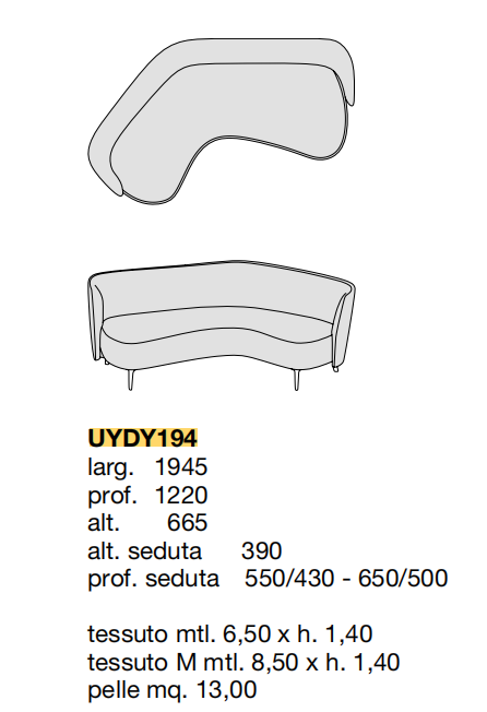 Технические данные и чертежи Диван от фабрики Poliform модель SUNDAY SOFA