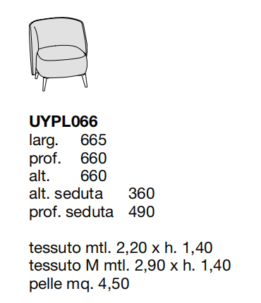 Технические данные и чертежи Кресло от фабрики Poliform модель UYPL066