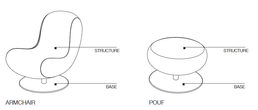 Технические данные и чертежи Вращающееся кресло Bosco от Cattelan от Molteni&C