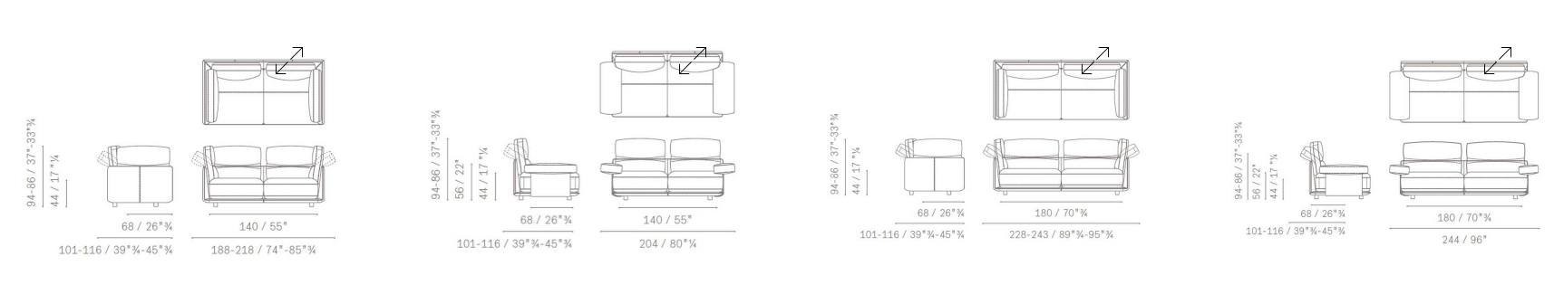 Технические данные и чертежи Модульный диван Blisscape Deep от Poltrona Frau