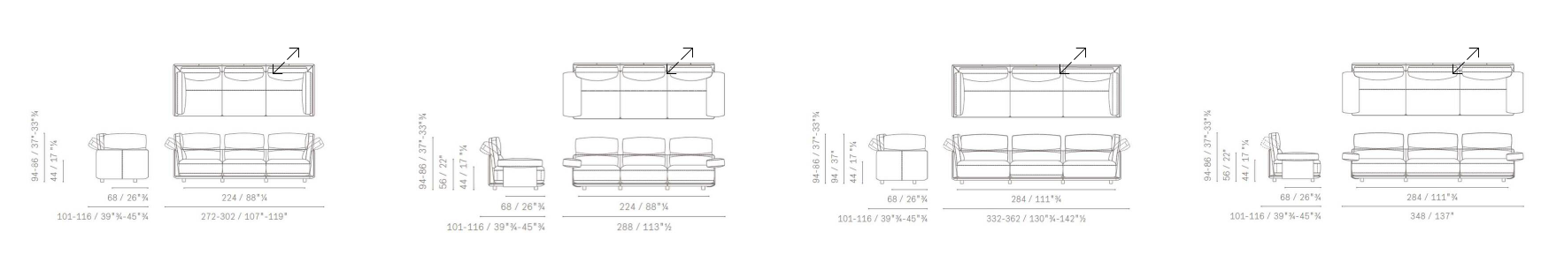 Технические данные и чертежи Модульный диван Blisscape Deep от Poltrona Frau