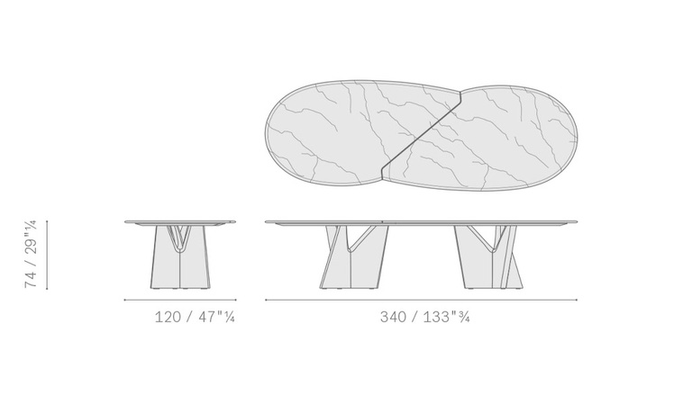 Технические данные и чертежи Стол Infinitamente 2.0 от Poltrona Frau