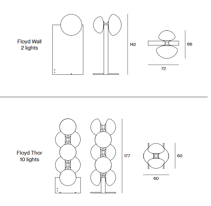 Технические данные и чертежи Торшер Floyd Thor от Henge