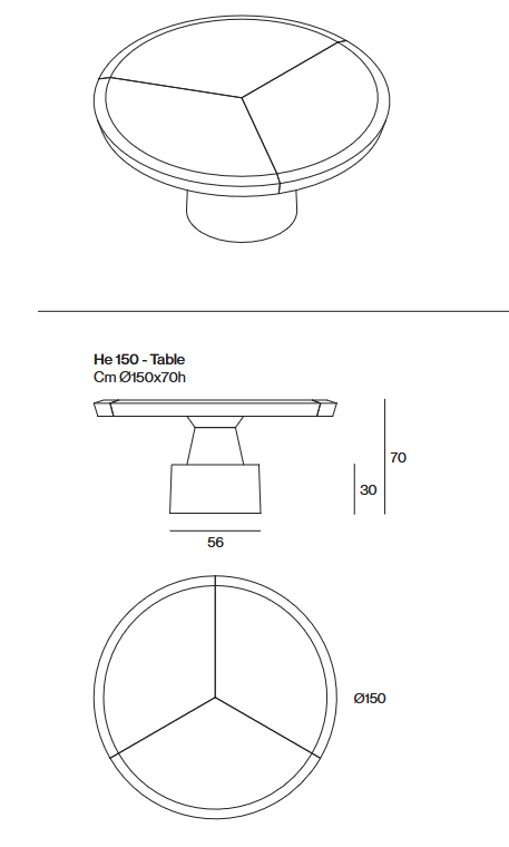 Технические данные и чертежи Обеденный стол He 150 от Henge
