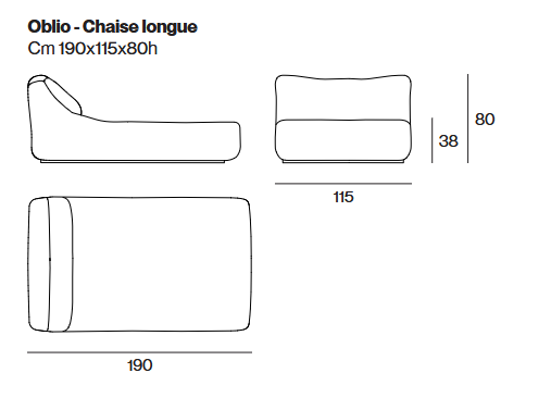 Технические данные и чертежи Кожаный диван Oblio от Henge