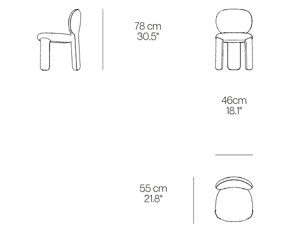 Технические данные и чертежи Мягкий стул Blend от Naturedesign