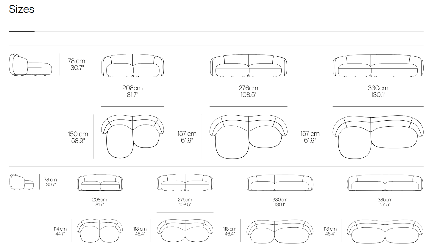 Технические данные и чертежи Диван Convivium от Naturedesign
