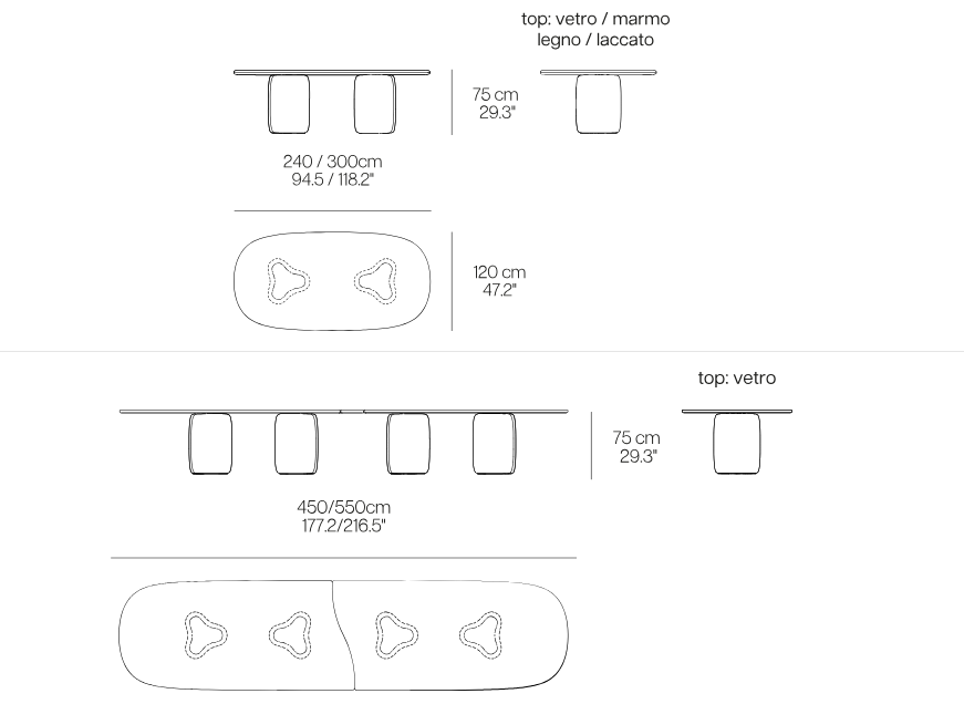 Технические данные и чертежи Обеденный стол Clover от Naturedesign