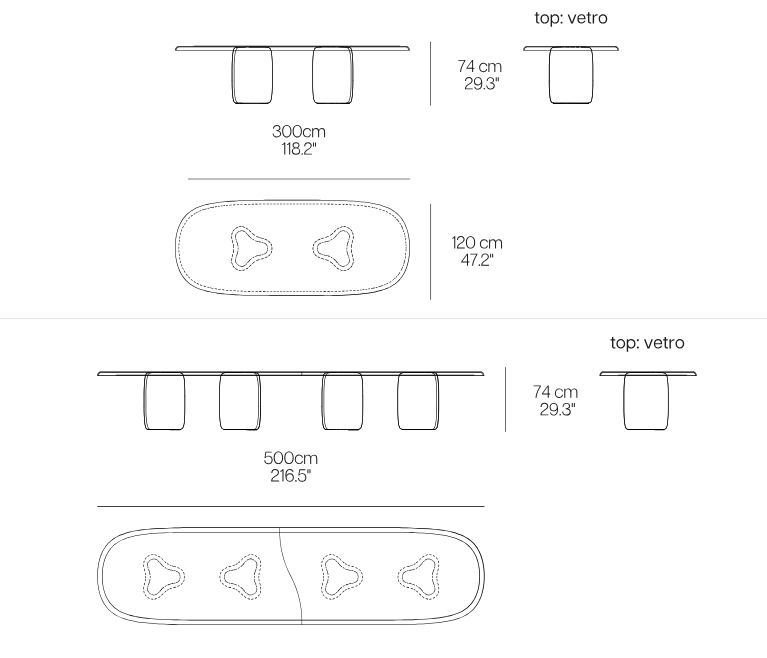 Технические данные и чертежи Обеденный стол Clover от Naturedesign
