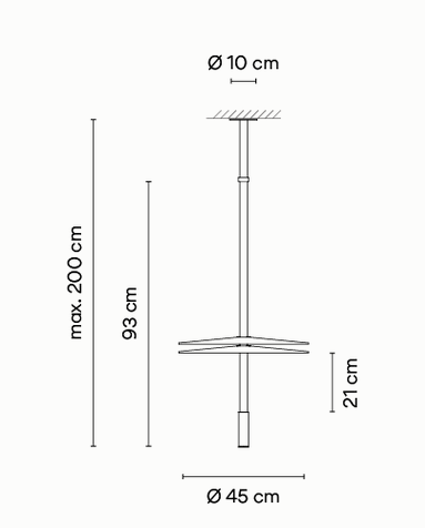 Технические данные и чертежи Потолочный светильник Flamingo mini от Vibia
