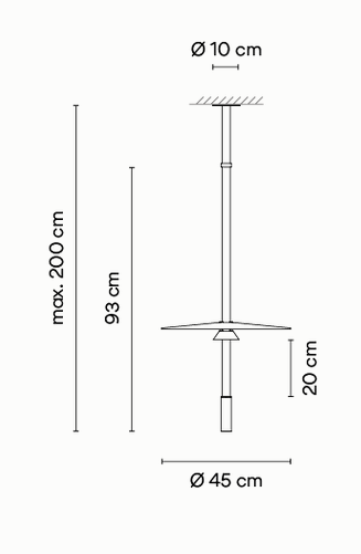Технические данные и чертежи Потолочный светильник Flamingo mini от Vibia