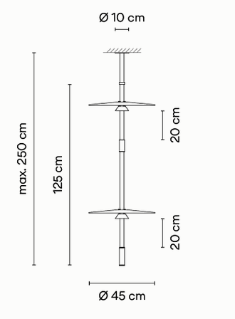 Технические данные и чертежи Потолочный светильник Flamingo mini от Vibia