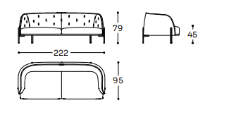Технические данные и чертежи Диван от фабрики LIU JO модель Caillou Sofa