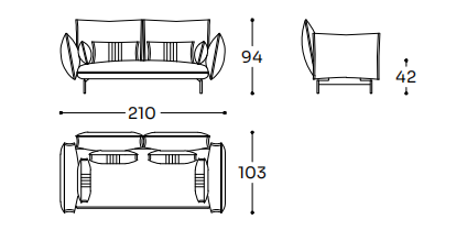 Технические данные и чертежи Диван от фабрики LIU JO модель Ice Breaker Sofa