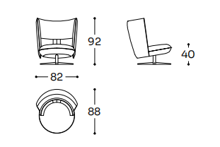 Технические данные и чертежи Поворотное кресло модель  Ice Breaker Armchair от фабрики LIU JO