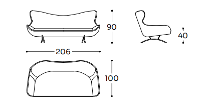 Технические данные и чертежи Диван  модель Warm Hug Sofa от фабрики LIU JO