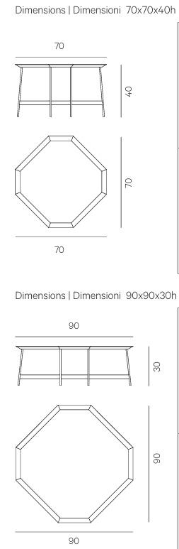 Технические данные и чертежи Диван Hypnose Sofa - столик Octagon Table - журнальный столик Monolith Table от Henge