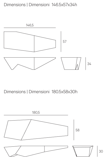 Технические данные и чертежи Диван Hypnose Sofa - столик Octagon Table - журнальный столик Monolith Table от Henge