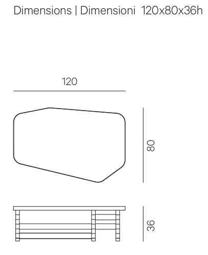 Технические данные и чертежи Журнальный столик Or Table от фабрики Henge