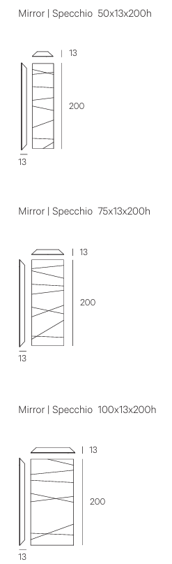 Технические данные и чертежи Настенное зеркало Edge Mirror от фабрики Henge