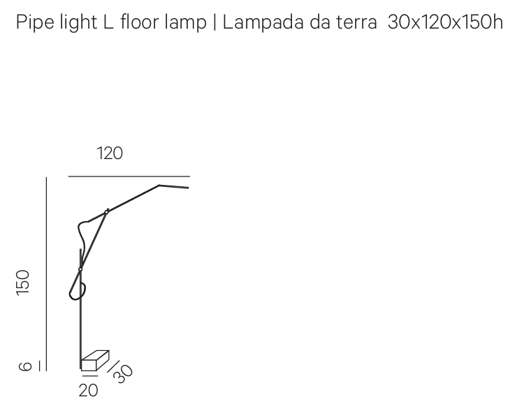 Технические данные и чертежи Торшер Pipe Light-L от фабрики Henge