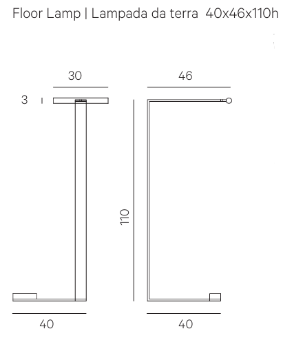 Технические данные и чертежи Напольная лампа Flat Lamp от фабрики Henge