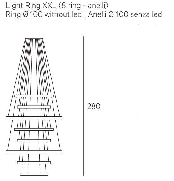 Технические данные и чертежи Подвесной светильник из восьми колец Light Ring XXL от фабрики Henge